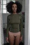 BASERANGE Long Sleeve T-Shirt TTML Collection Ribbed Cotton Portugal BAS-TTML-RB-WI23-LV Green